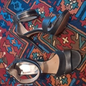 Black Leather heels, size 6